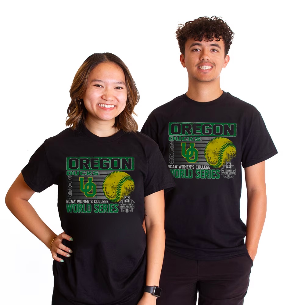 Interlocking UO, Blue 84, Black, Crew Neck, Men, Unisex, Softball, Postseason, World Series, T-Shirt, 974177